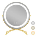 16 x 16 Inch Round LED Vanity Mirror with 3-Color Lighting and Brightness Dimming by LJGDeals
