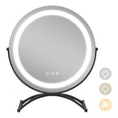 16 x 16 Inch Round LED Vanity Mirror with 3-Color Lighting and Brightness Dimming by LJGDeals