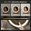 16 x 16 Inch Round LED Vanity Mirror with 3-Color Lighting and Brightness Dimming by LJGDeals