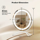 16 x 16 Inch Round LED Vanity Mirror with 3-Color Lighting and Brightness Dimming by LJGDeals