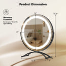 16 x 16 Inch Round LED Vanity Mirror with 3-Color Lighting and Brightness Dimming