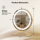 16 x 16 Inch Round LED Vanity Mirror with 3-Color Lighting and Brightness Dimming