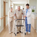 Lightweight Aluminum Mobility Walker for Seniors with 2 Wheels 5-Level Adjustable Height and Padded Seat by LJGDeals