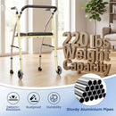 Lightweight Aluminum Mobility Walker for Seniors with 2 Wheels 5-Level Adjustable Height and Padded Seat by LJGDeals