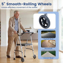 Lightweight Aluminum Mobility Walker for Seniors with 2 Wheels 5-Level Adjustable Height and Padded Seat by LJGDeals