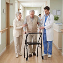 Lightweight Aluminum Mobility Walker for Seniors with 2 Wheels 5-Level Adjustable Height and Padded Seat by LJGDeals