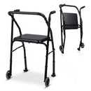 Lightweight Aluminum Mobility Walker for Seniors with 2 Wheels 5-Level Adjustable Height and Padded Seat by LJGDeals