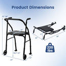 Lightweight Aluminum Mobility Walker for Seniors with 2 Wheels 5-Level Adjustable Height and Padded Seat by DirectDeals
