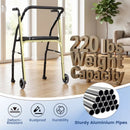 Lightweight Aluminum Mobility Walker for Seniors with 2 Wheels 5-Level Adjustable Height and Padded Seat by LJGDeals