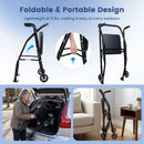 Lightweight Aluminum Mobility Walker for Seniors with 2 Wheels 5-Level Adjustable Height and Padded Seat by LJGDeals