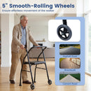 Lightweight Aluminum Mobility Walker for Seniors with 2 Wheels 5-Level Adjustable Height and Padded Seat by LJGDeals