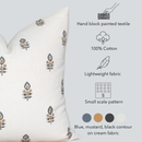 Marla Floral Block Printed Pillow Cover | Blue and Mustard by Apartment No.3