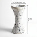 White Marble Pedestal Bath Basin Sink For Home Modern Bathroom