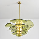 Leaf Shaped Green Textured Glass Chandelier