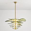 Leaf Shaped Green Textured Glass Chandelier