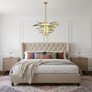 Leaf Shaped Green Textured Glass Chandelier