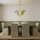 Leaf Shaped Green Textured Glass Chandelier