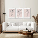 Pink Wall Art Set Of 3 Botanical Modern Decor by Wall Art Set