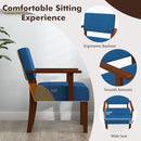 Linen Accent Chair Living Room Chair with Soft Padded Seat and Backrest-Blue