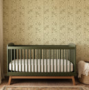 Linen Block Print Floral Stripe - Vintage Inspired Botanical Wallpaper