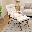Linen Fabric Modern Accent Chair with Ottoman and Adjustable Backrest by LJGDeals