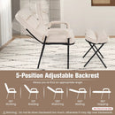 Linen Fabric Modern Accent Chair with Ottoman and Adjustable Backrest by LJGDeals