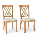Linen Fabric Upholstered Wooden Dining Chair Set of 2 with Rubber Wood Frame for Dining Room by LJGDeals