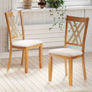 Linen Fabric Upholstered Wooden Dining Chair Set of 2 with Rubber Wood Frame for Dining Room by LJGDeals
