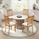Linen Fabric Upholstered Wooden Dining Chair Set of 2 with Rubber Wood Frame for Dining Room by LJGDeals