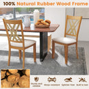Linen Fabric Upholstered Wooden Dining Chair Set of 2 with Rubber Wood Frame for Dining Room