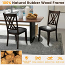 Linen Fabric Upholstered Wooden Dining Chair Set of 2 with Rubber Wood Frame for Dining Room by LJGDeals