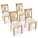 Linen Fabric Upholstered Wooden Dining Chair Set of 4 with Rubber Wood Frame for Dining Room by LJGDeals