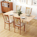 Linen Fabric Upholstered Wooden Dining Chair Set of 4 with Rubber Wood Frame for Dining Room by LJGDeals