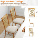 Linen Fabric Upholstered Wooden Dining Chair Set of 4 with Rubber Wood Frame for Dining Room by LJGDeals