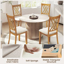 Linen Fabric Upholstered Wooden Dining Chair Set of 4 with Rubber Wood Frame for Dining Room by LJGDeals