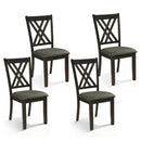 Linen Fabric Upholstered Wooden Dining Chair Set of 4 with Rubber Wood Frame for Dining Room by LJGDeals