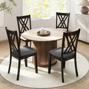 Linen Fabric Upholstered Wooden Dining Chair Set of 4 with Rubber Wood Frame for Dining Room by LJGDeals