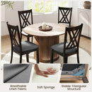 Linen Fabric Upholstered Wooden Dining Chair Set of 4 with Rubber Wood Frame for Dining Room by LJGDeals