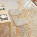 Linen Fabric Upholstered Modern Dining Chair Set of 2 with Padded Seat and Curved Back-Oak by LJGDeals