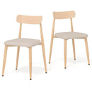 Linen Fabric Upholstered Modern Dining Chair Set of 2 with Padded Seat and Curved Back-Oak by LJGDeals