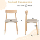 Linen Fabric Upholstered Modern Dining Chair Set of 2 with Padded Seat and Curved Back-Oak by LJGDeals