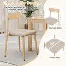 Linen Fabric Upholstered Modern Dining Chair Set of 2 with Padded Seat and Curved Back-Oak by LJGDeals