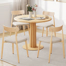 Linen Fabric Upholstered Modern Dining Chair Set of 4 with Padded Seat and Curved Back-Oak by LJGDeals