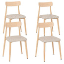 Linen Fabric Upholstered Modern Dining Chair Set of 4 with Padded Seat and Curved Back-Oak by LJGDeals
