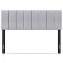 Linen Upholstered Headboard with Solid Wood Legs and Adjustable Width-Gray