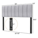 Linen Upholstered Headboard with Solid Wood Legs and Adjustable Width-Gray