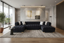 Lipa Black Velvet Double Chaise "U" Shape Sectional Sofa by Ornate Furniture