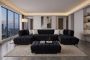 Lipa Black Velvet Double Chaise "U" Shape Sectional Sofa by Ornate Furniture