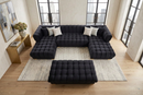 Lipa Black Velvet Double Chaise "U" Shape Sectional Sofa by Ornate Furniture
