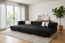 Lipa Black Velvet Double Chaise "U" Shape Sectional Sofa by Ornate Furniture